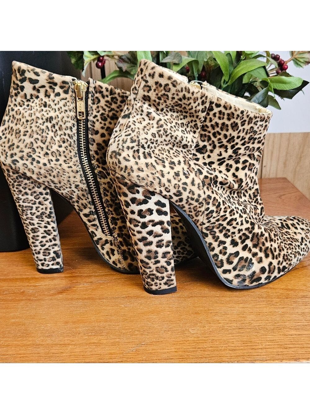 Diba Leopard Print Heeled Ankle Boots